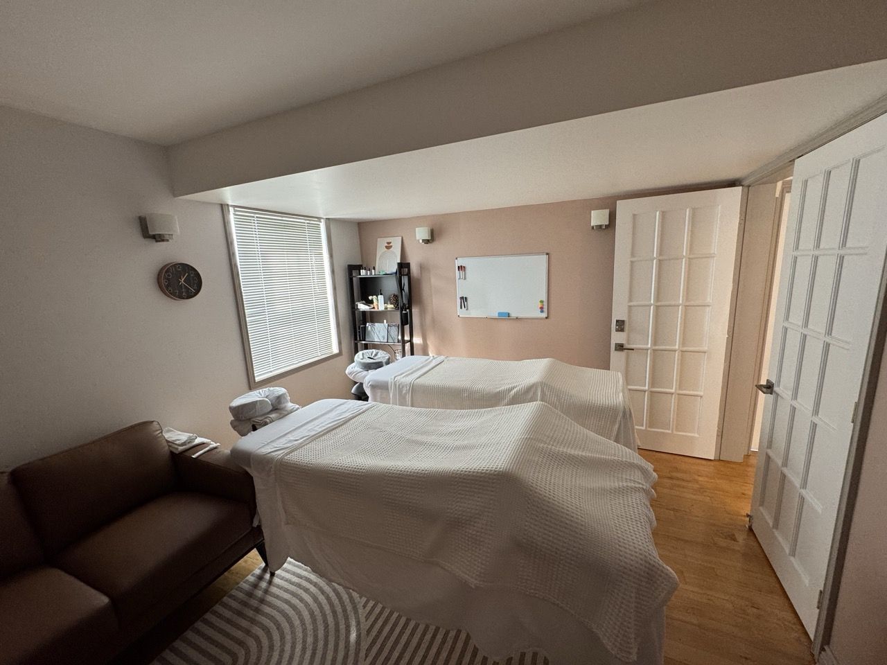 Couples massage room, two tables side by side